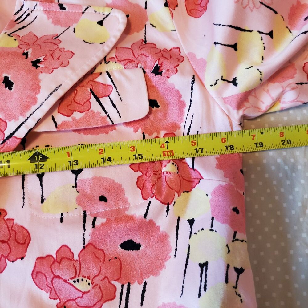 Apostrophe Cotton Pink Floral Trench Coat Quirky Twee Feminine Barbie Size S - Picture 7 of 7